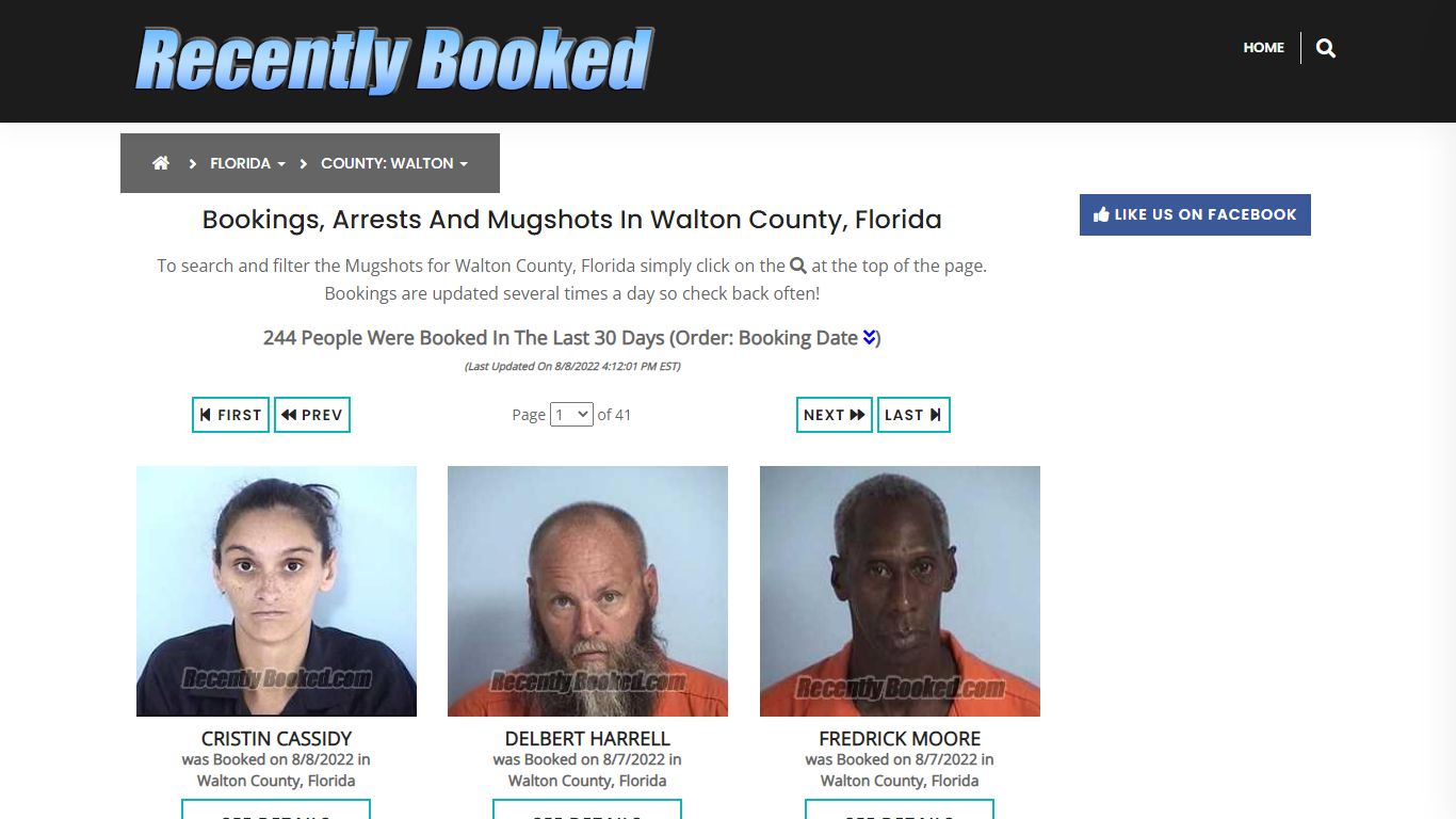 Recent bookings, Arrests, Mugshots in Walton County, Florida